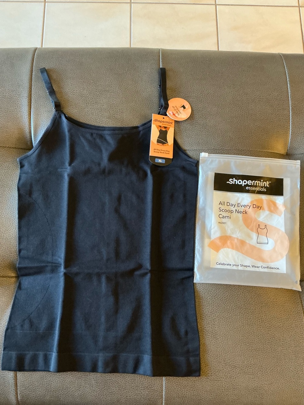 NWT Shapermint Essentials Shapewear Scoop Neck Cami XL Black